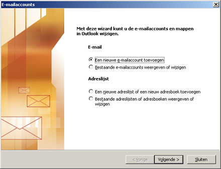 Outlook 2003 - E-mailaccounts toevoegen