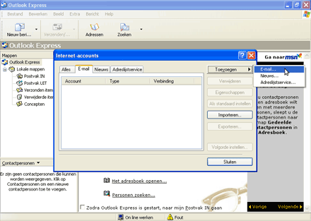 Outlook Express - E-mailaccounts toevoegen
