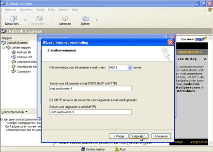 Outlook Express - Server instellingen