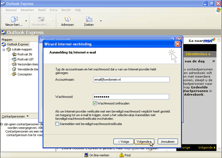 Outlook Express - Aanmelding